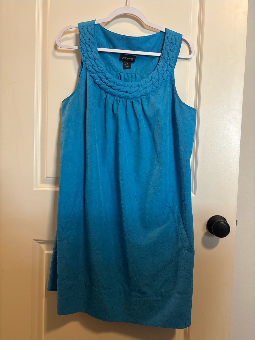Lane Bryant Blue Braided Neck Sleeveless Dress